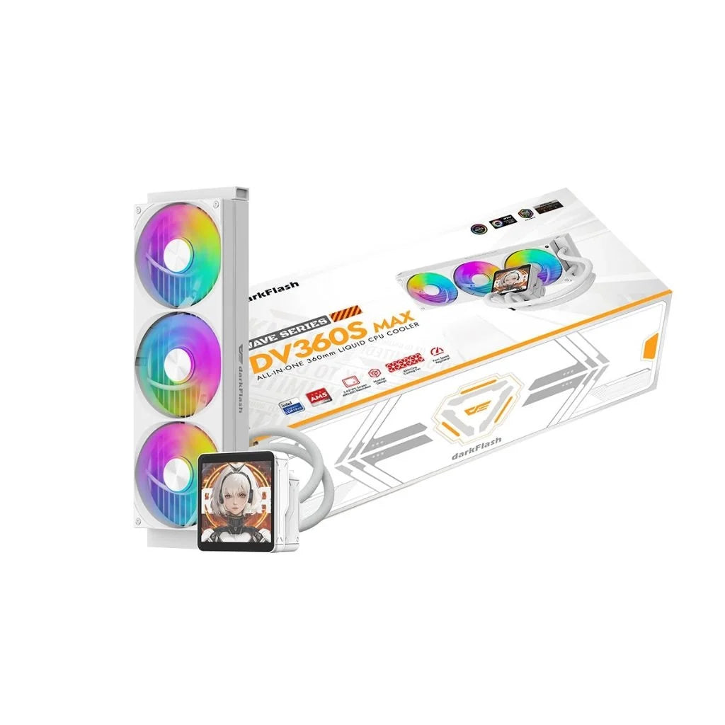 DARKFLASH DV360S MAX ARGB 360MM LIQUID COOLER IPS DISPLAY WHITE
