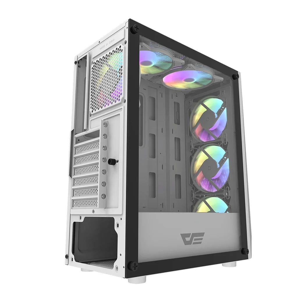 DarkFlash DK150 White Mid Tower Gaming PC Case with 3 RGB Fan