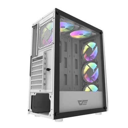 DarkFlash DK150 White Mid Tower Gaming PC Case with 3 RGB Fan