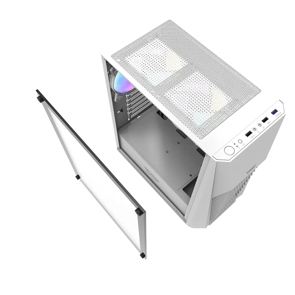 DarkFlash DK150 White Mid Tower Gaming PC Case with 3 RGB Fan