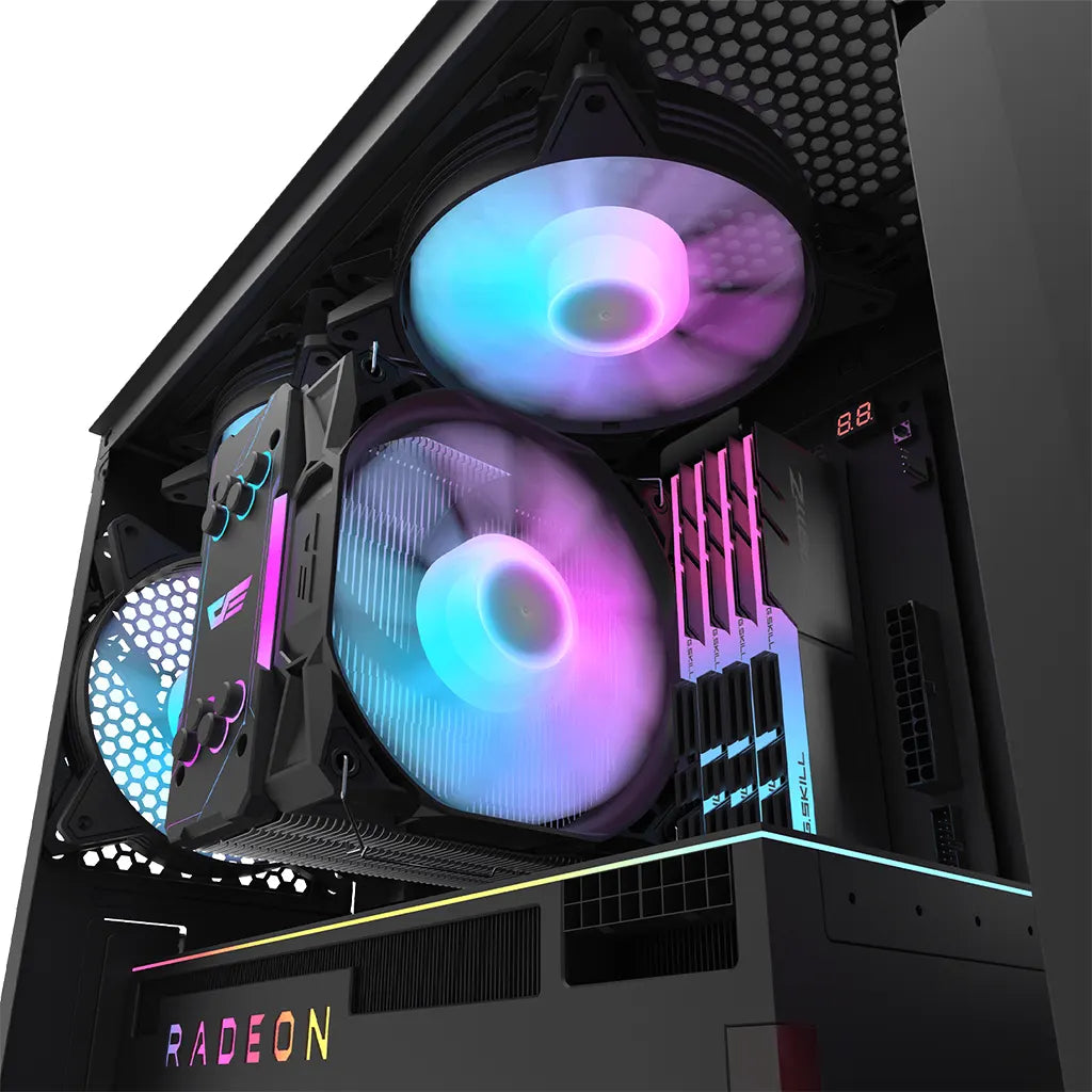 DarkFlash DK351 Black ATX Mesh Dragon Scale Front PC Case With 4 ARGB Fans