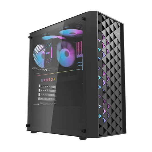DarkFlash DK351 Black ATX Mesh Dragon Scale Front PC Case With 4 ARGB Fans