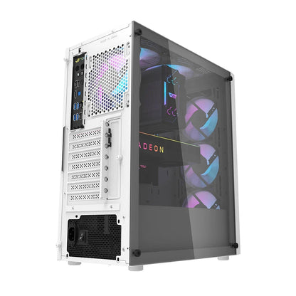 DarkFlash DK351 White Mid Tower Side Tempered Glass PC Case With 4 ARGB Fans