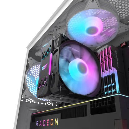 DarkFlash DK351 White Mid Tower Side Tempered Glass PC Case With 4 ARGB Fans