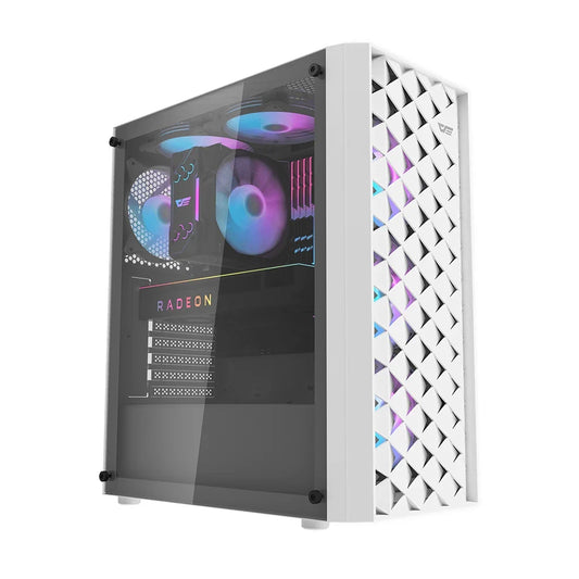 DarkFlash DK351 White Mid Tower Side Tempered Glass PC Case With 4 ARGB Fans