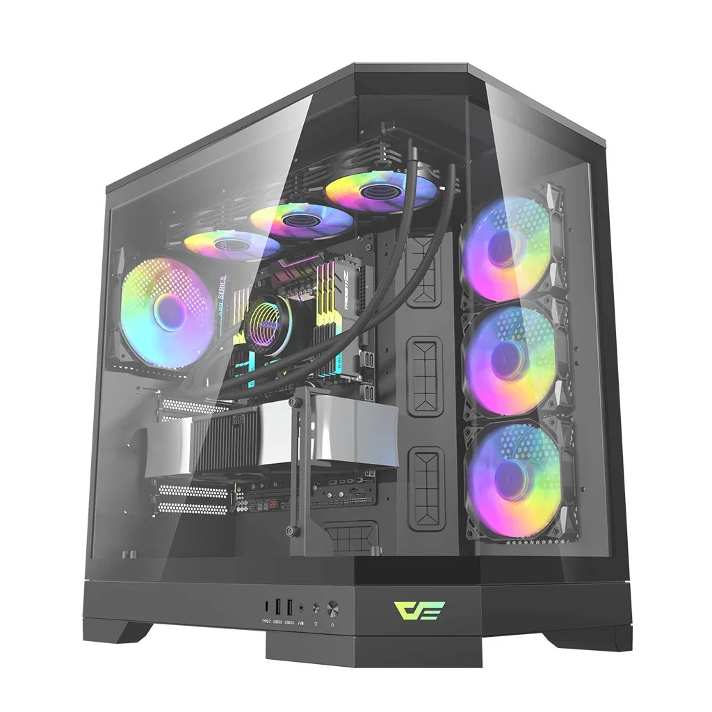 DarkFlash DQX90 Black Three-Panel Full-Vision ATX Case With 4 ARGB Fans