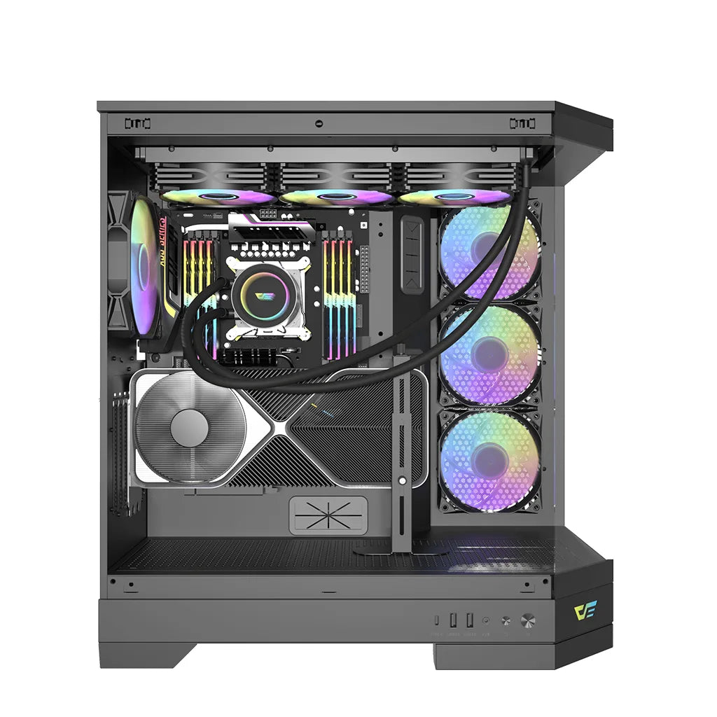 DarkFlash DQX90 Black Three-Panel Full-Vision ATX Case With 4 ARGB Fans