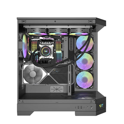 DarkFlash DQX90 Black Three-Panel Full-Vision ATX Case With 4 ARGB Fans
