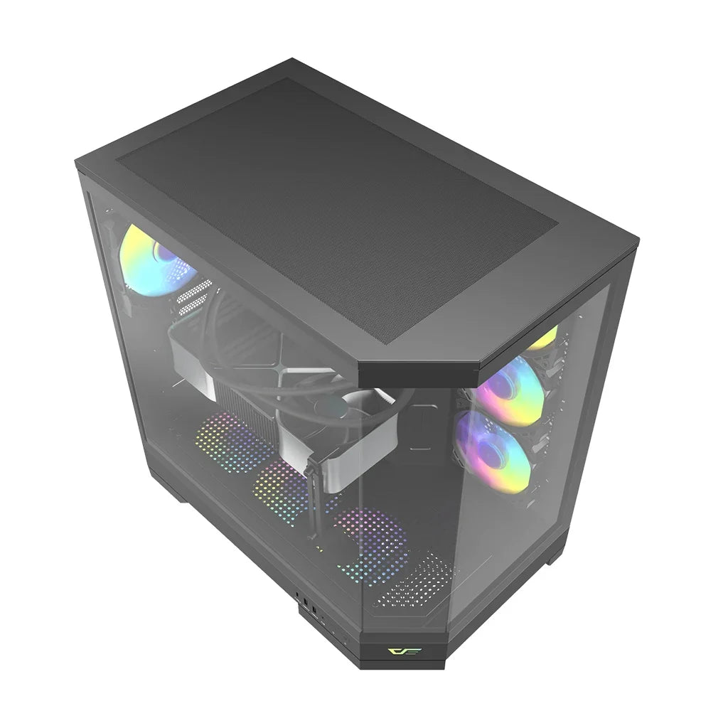 DarkFlash DQX90 Black Three-Panel Full-Vision ATX Case With 4 ARGB Fans