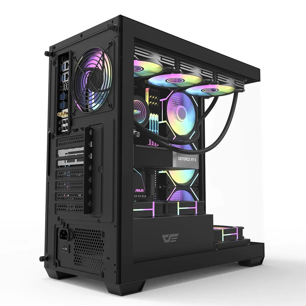 DarkFlash DS900 ATX Mid-Tower PC Case – 270° Panoramic Tempered Glass