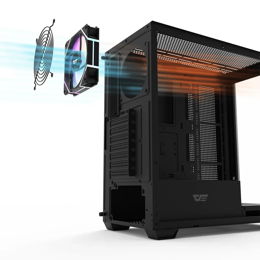 DarkFlash DS900 ATX Mid-Tower PC Case – 270° Panoramic Tempered Glass