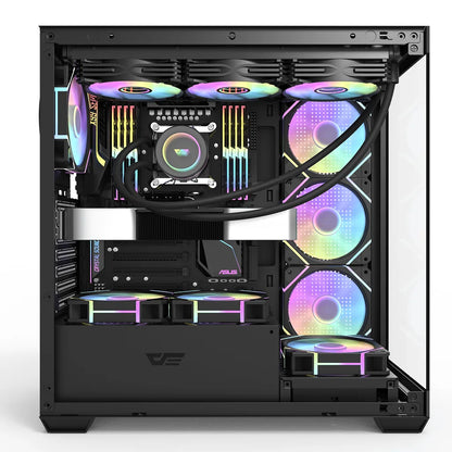 DarkFlash DS900 ATX Mid-Tower PC Case – 270° Panoramic Tempered Glass