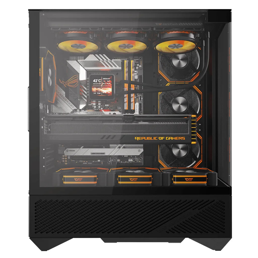 DarkFlash DY460 Compact Dual Chamber ATX Case with 3-Sided Tempered Glass