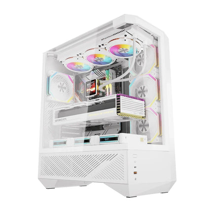 DarkFlash DY460 White Compact 3-Sided Tempered Glass PC Case