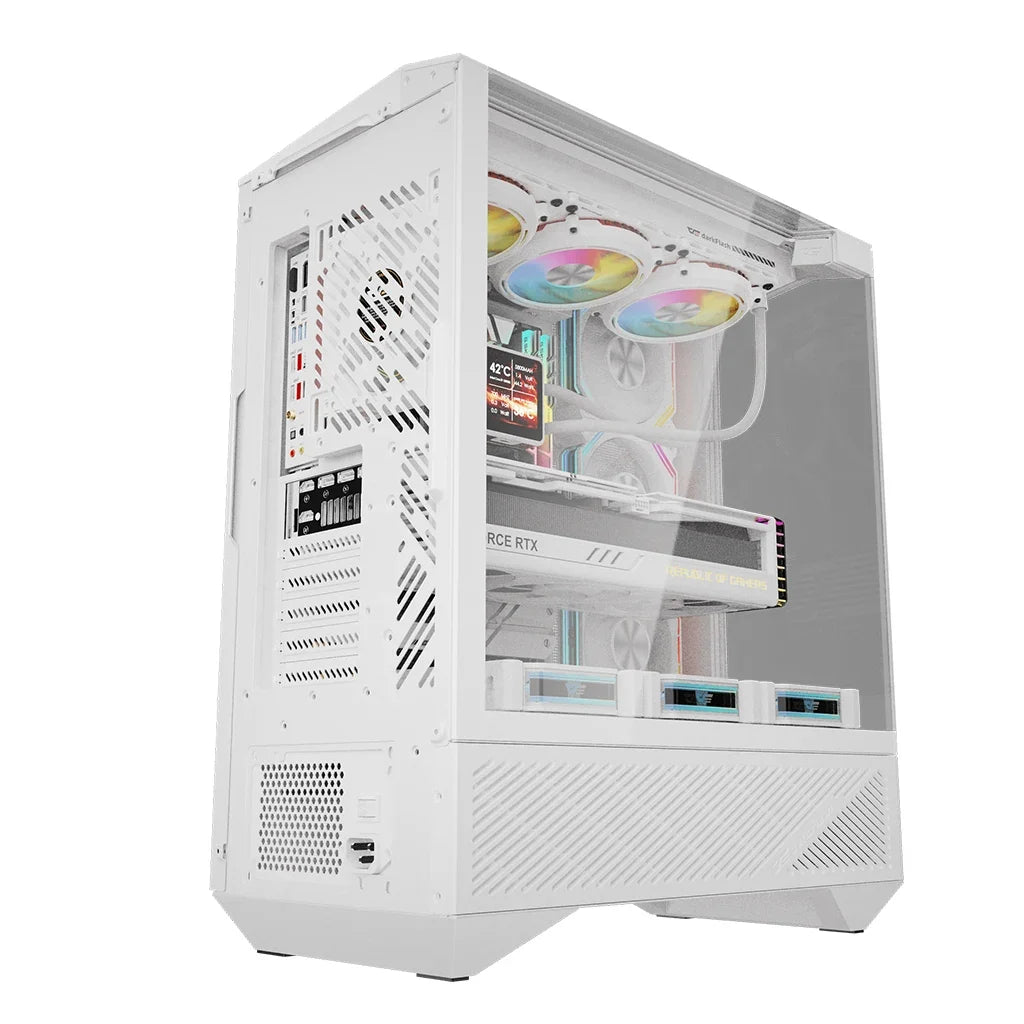 DarkFlash DY460 White Compact 3-Sided Tempered Glass PC Case