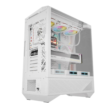 DarkFlash DY460 White Compact 3-Sided Tempered Glass PC Case