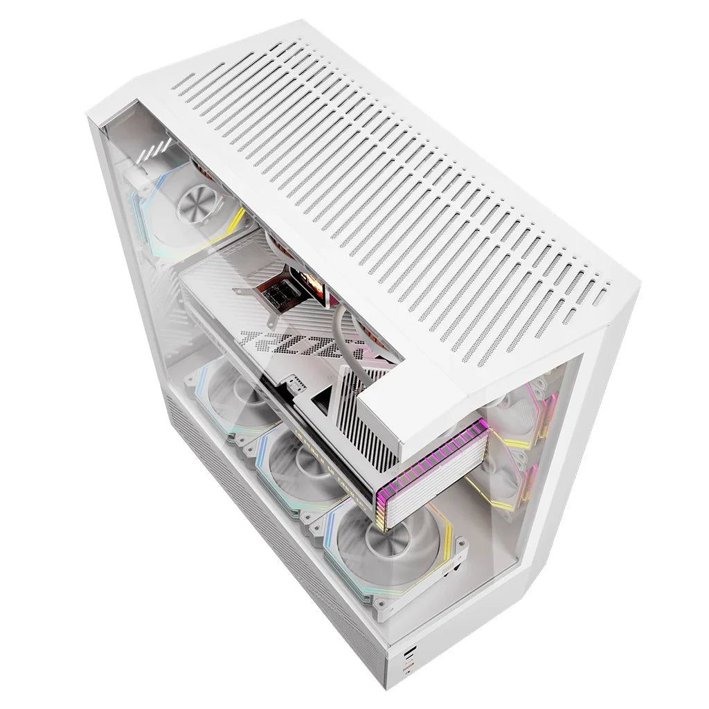 DarkFlash DY460 White Compact 3-Sided Tempered Glass PC Case