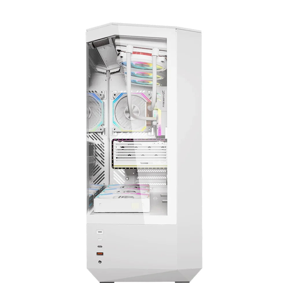 DarkFlash DY460 White Compact 3-Sided Tempered Glass PC Case