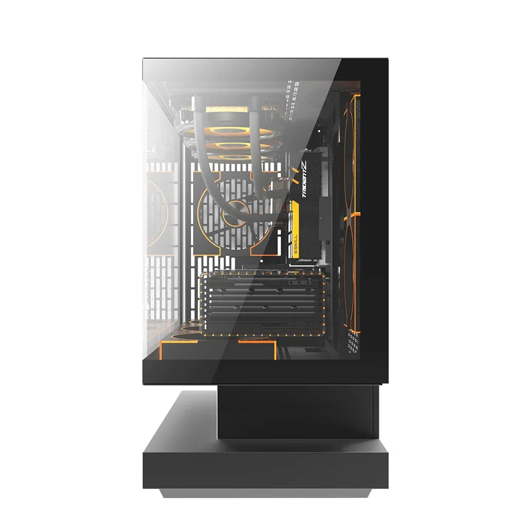 DarkFlash Floatron F1 Black M-ATX 270° Panoramic Glass PC Case with 6 ARGB Fans