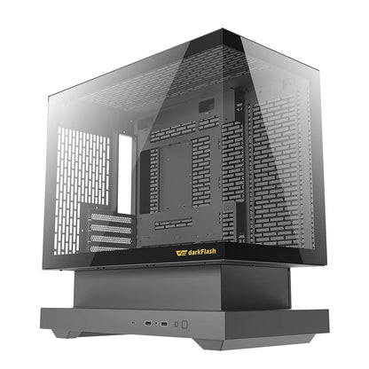 DarkFlash Floatron F1 Black M-ATX 270° Panoramic Glass PC Case with 6 ARGB Fans