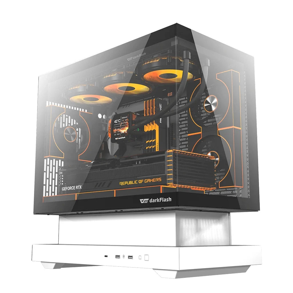 DarkFlash Floatron F1 White M-ATX Supports 360mm AIO with 6 ARGB Fans