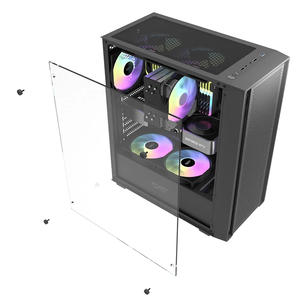 Darkflash DK353 Black ATX Mid-Tower Gaming Case with 4 ARGB Fans