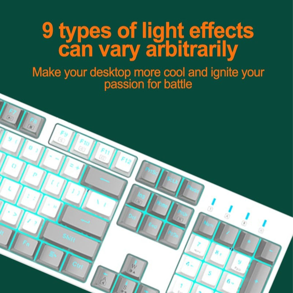 E-YOOSO Z-14 Gray White Monochrome Wired Mechanical Keyboard With Blue Switches