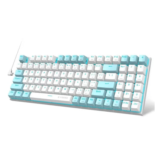 E-YOOSO Z-19 White Blue Single Light Mechanical Keyboard With Blue Switches