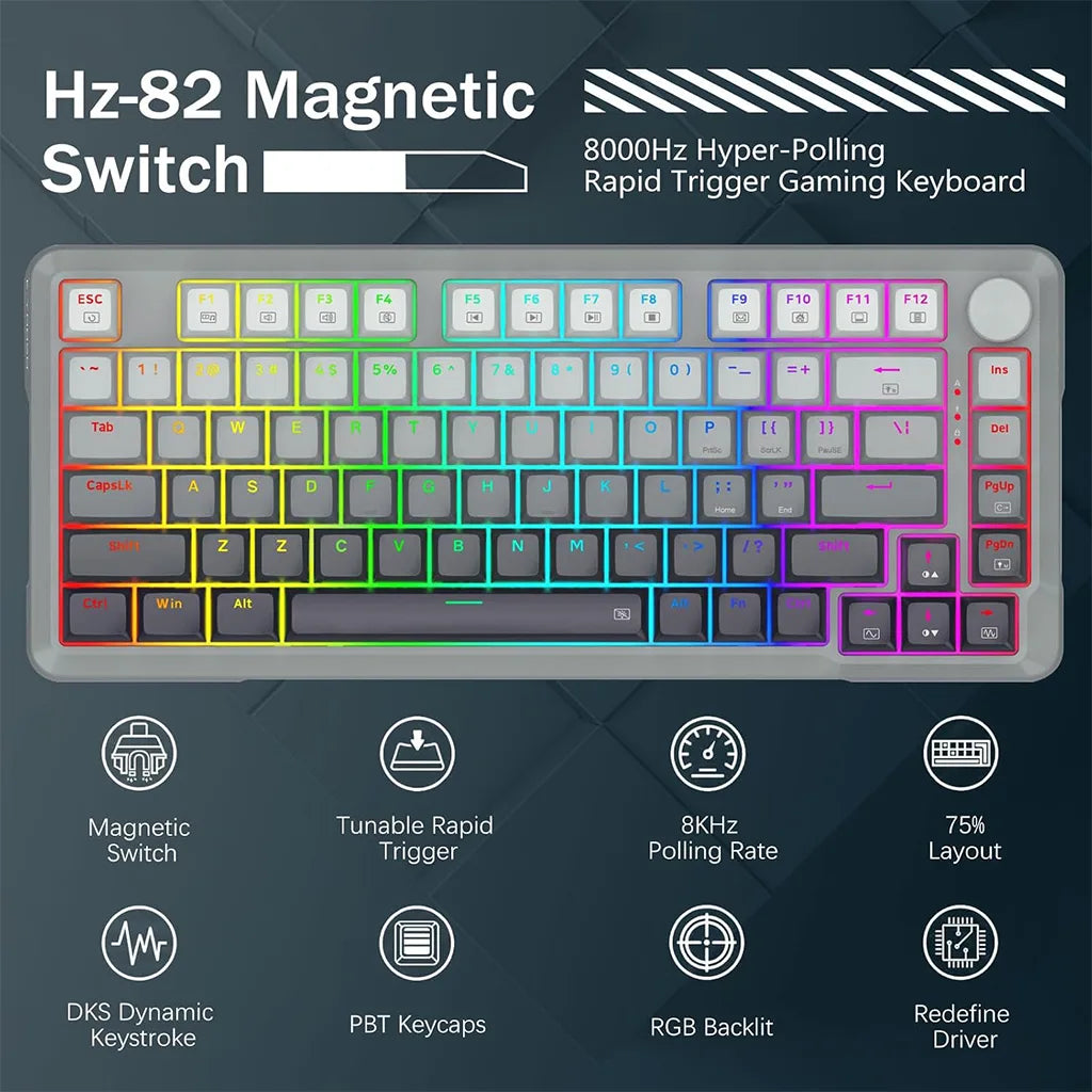 E-Yooso HZ-82 RGB 82-Keys Wired Mechanical Keyboard Gradient Grey (Magnetic Switch)