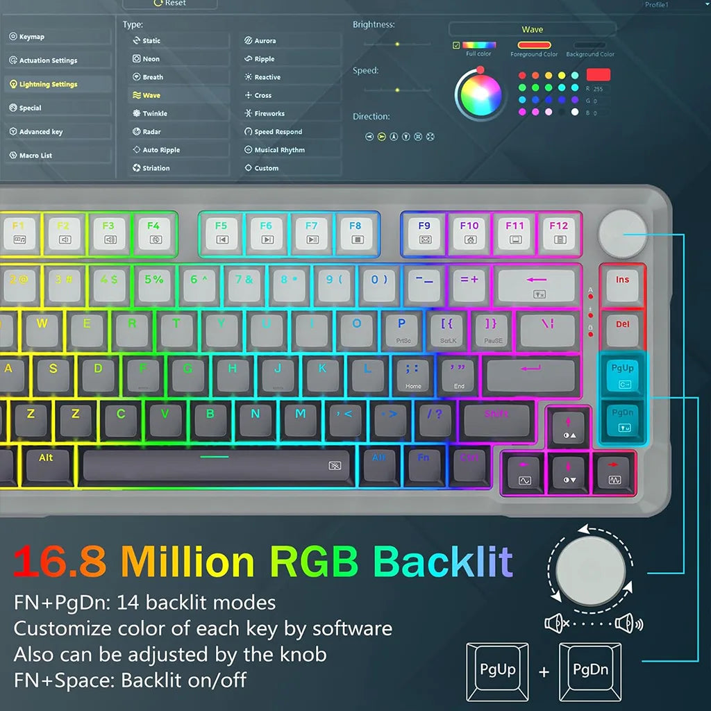 E-Yooso HZ-82 RGB 82-Keys Wired Mechanical Keyboard Gradient Grey (Magnetic Switch)
