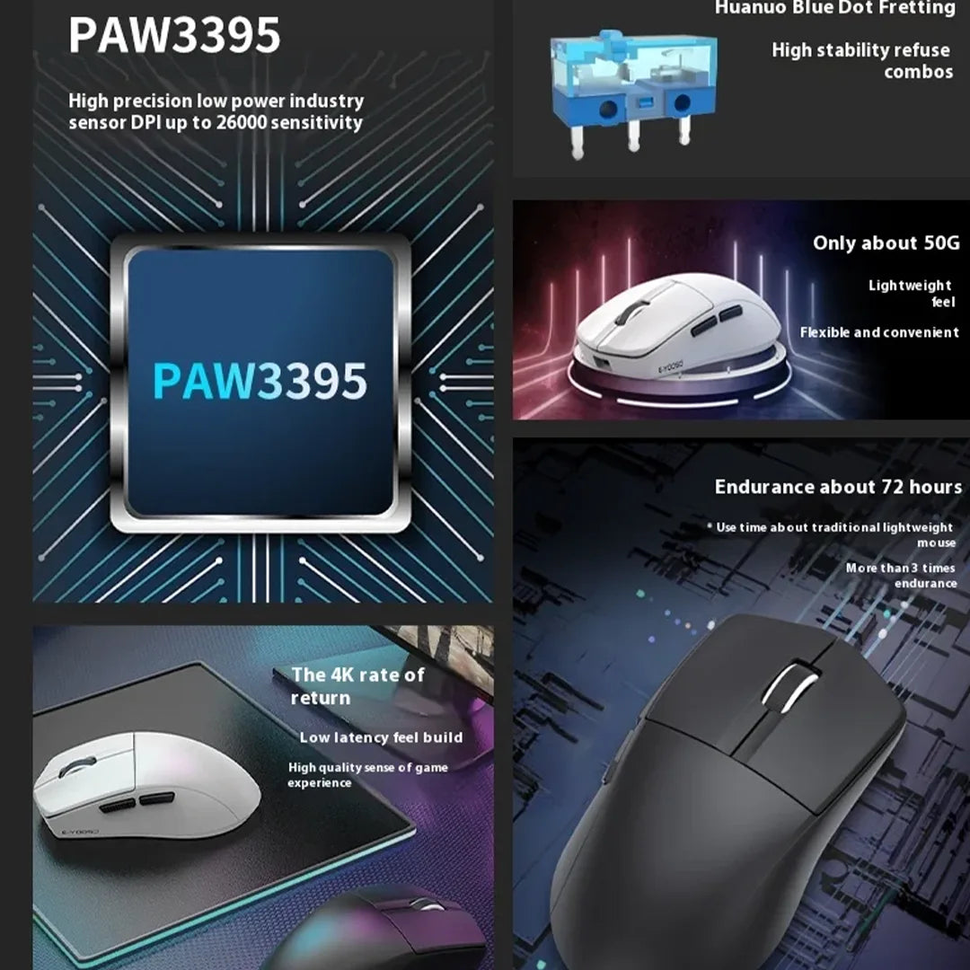 E-YOOSO X-44 Pro 4K Wireless Gaming Mouse 26000 DPI (Black)