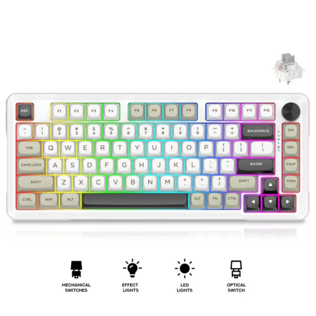 E-Yooso Z-82 RGB 81-Keys Tri-Mode Mechanical Keyboard White/Grey/Black (Silverwood Switch)