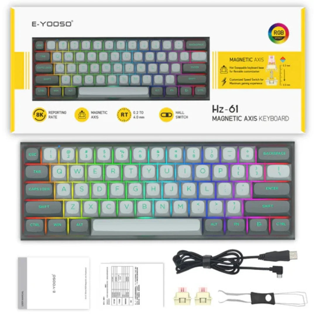 E-YOOSO HZ-61 RGB 61-Keys Hot-Swappable Mechanical Keyboard Gray/ Black