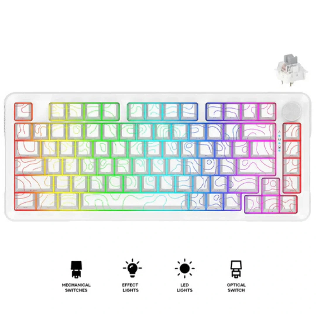 E-Yooso Z-82 RGB 81-Keys Tri-Mode Mechanical Keyboard White (Silverwood Switch)