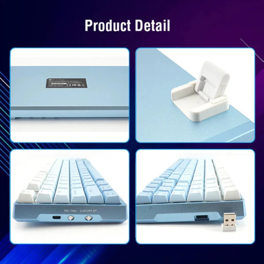E-YOOSO Z-94J Tri-Mode RGB 94-Keys Hot-Swappable Mechanical Keyboard White/Blue (Linear White Switch)