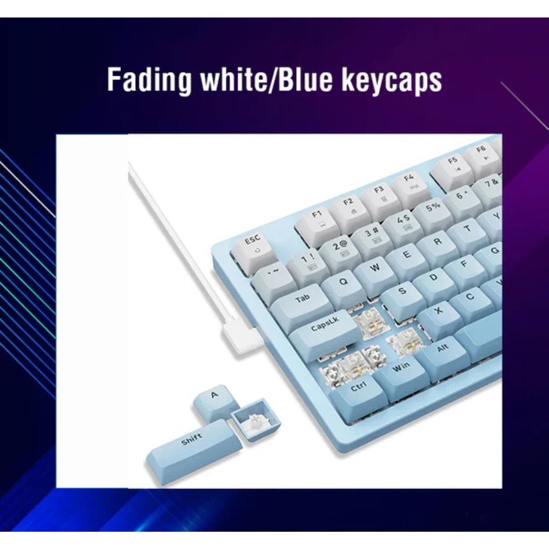 E-YOOSO Z-94J Tri-Mode RGB 94-Keys Hot-Swappable Mechanical Keyboard White/Blue (Linear White Switch)