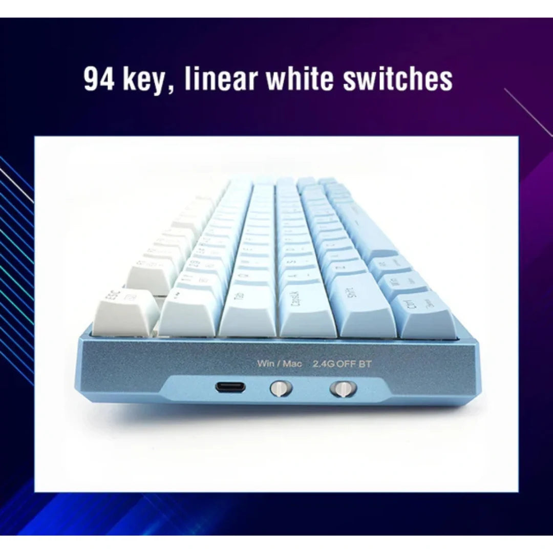 E-YOOSO Z-94J Tri-Mode RGB 94-Keys Hot-Swappable Mechanical Keyboard White/Blue (Linear White Switch)