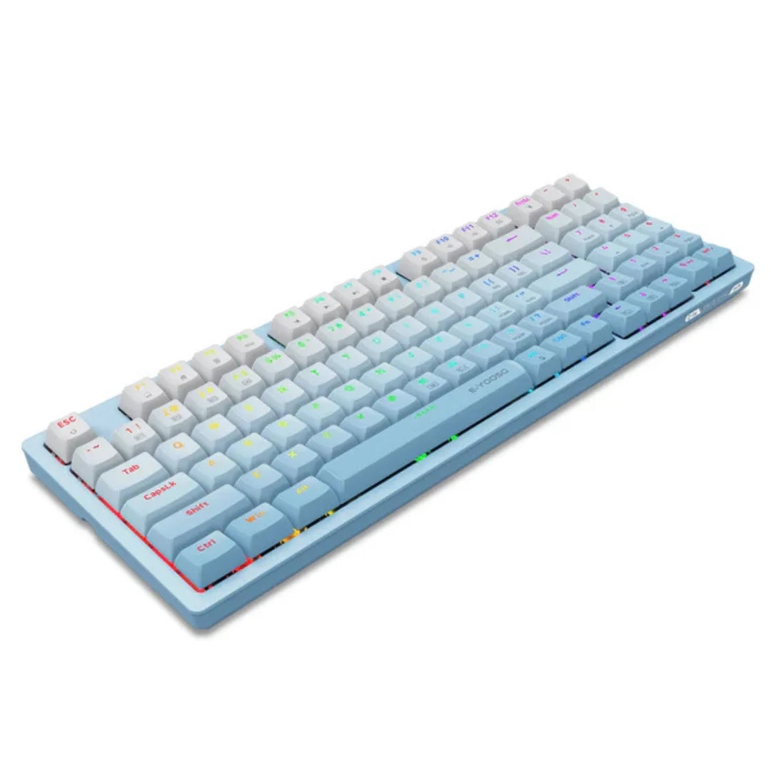 E-YOOSO Z-94J Tri-Mode RGB 94-Keys Hot-Swappable Mechanical Keyboard White/Blue (Linear White Switch)