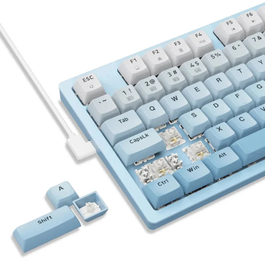 E-YOOSO Z-94J Tri-Mode RGB 94-Keys Hot-Swappable Mechanical Keyboard White/Blue (Linear White Switch)