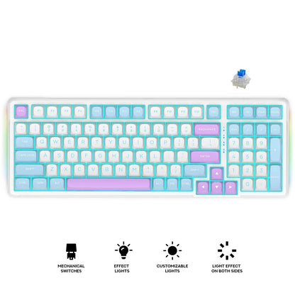 E-YOOSO Z-99 RGB 99-Keys Mechanical Keyboard White/Blue/Purple