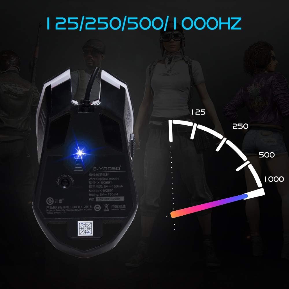 E-YOOSO X-5 Wired RGB Gaming Mouse with 3200 DPI