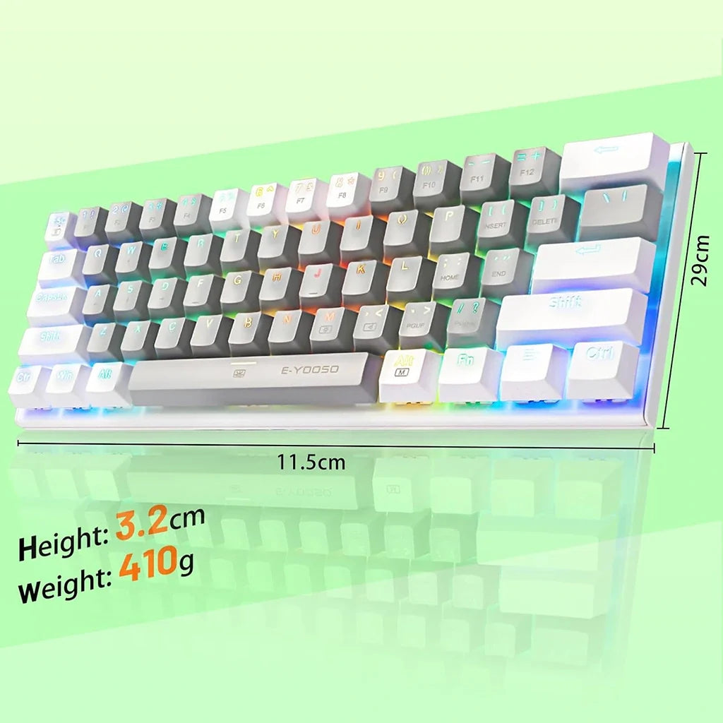E-YOOSO Z-11 Gray White Mechanical Keyboard with Blue Switches