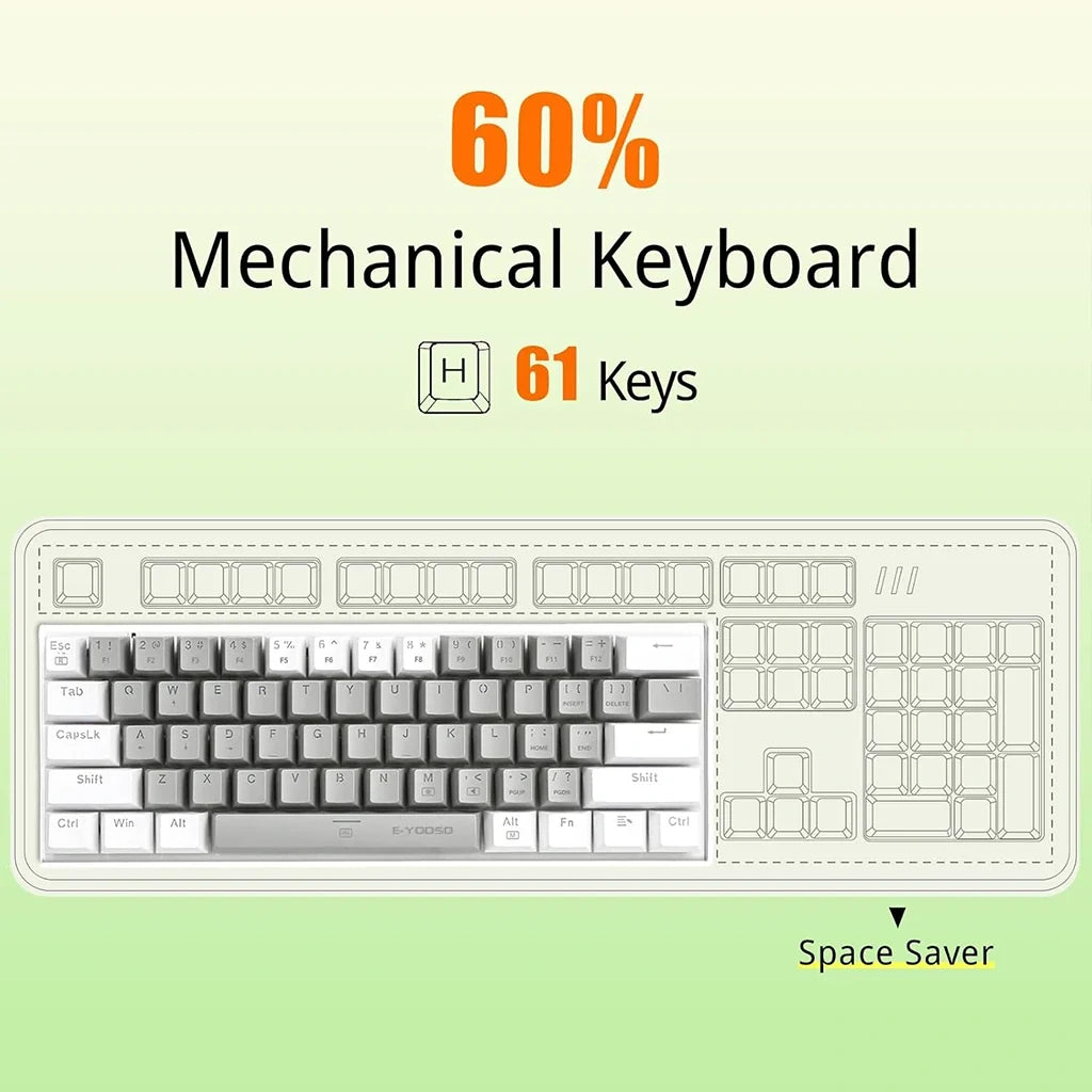 E-YOOSO Z-11 Gray White Mechanical Keyboard with Blue Switches