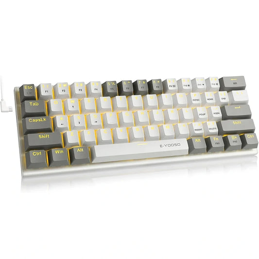 E-YOOSO Z-11 White Gray Monochrome Mechanical Keyboard with Blue Switches