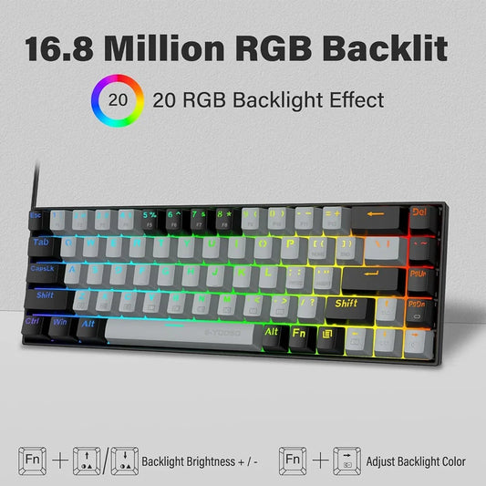 E-Yooso Z-686 Gray Black Wired Mechanical Keyboard With Red Switches