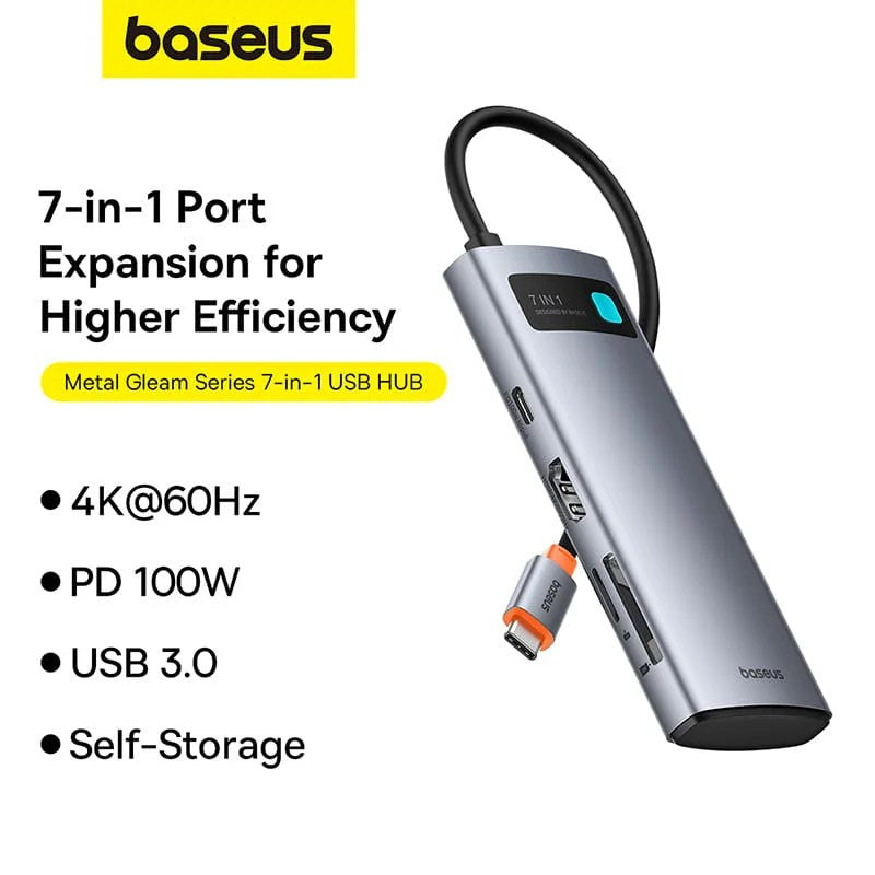 Baseus Metal Gleam Series 7-in-1 USB HUB NEW
