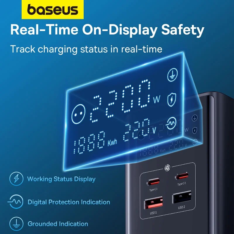 Baseus PowerCombo Tower Digital PowerStrip 3AC+2U+2C 35W