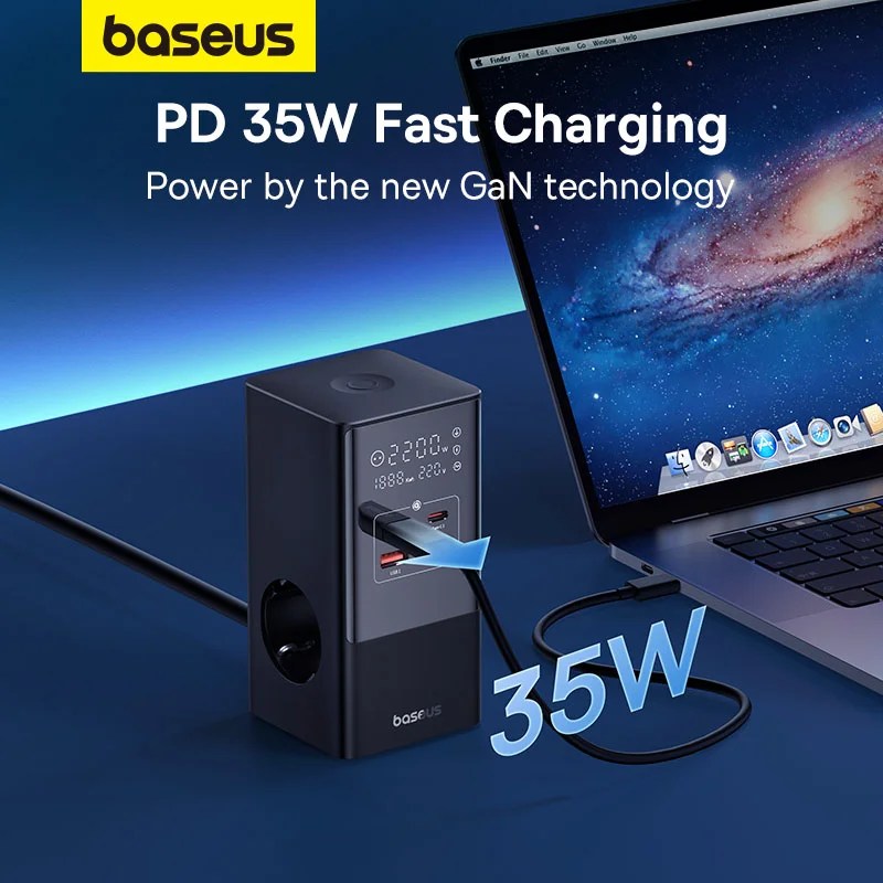 Baseus PowerCombo Tower Digital PowerStrip 3AC+2U+2C 35W