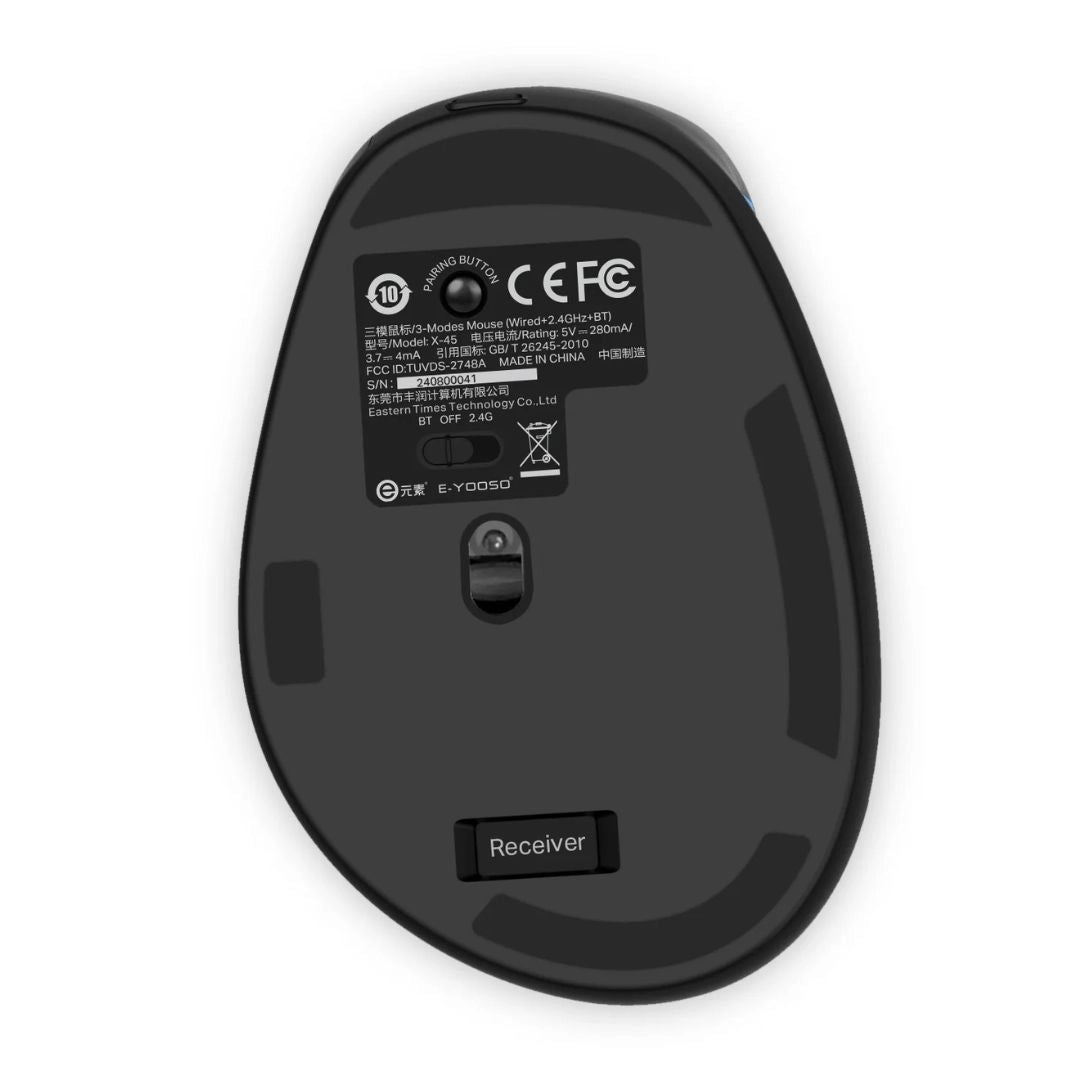 E-YOOSO X-45 Tri-Mode Wireless Ergonomic Mouse Black