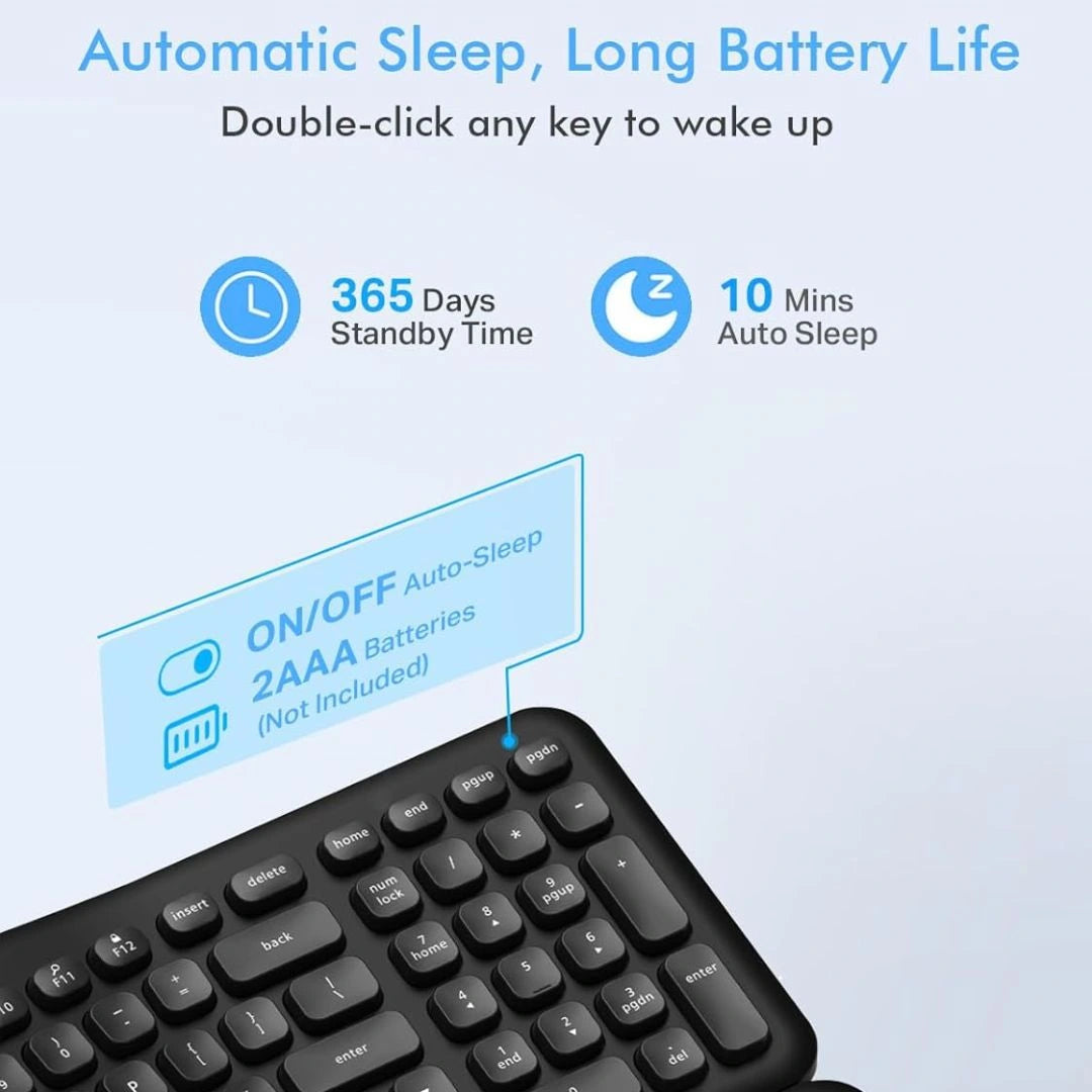 E-YOOSO E-757 Wireless Ergonomic Keyboard with Split Design, Detachable Wrist Rest & Multimedia Hotkeys